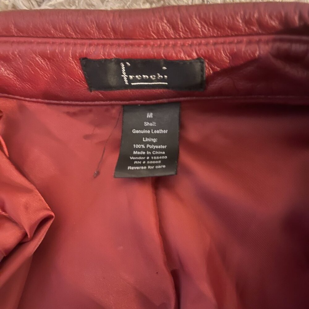 Franchesca Burgundy Genuine Leather Snap Jacket Size M - Picture 6 of 10